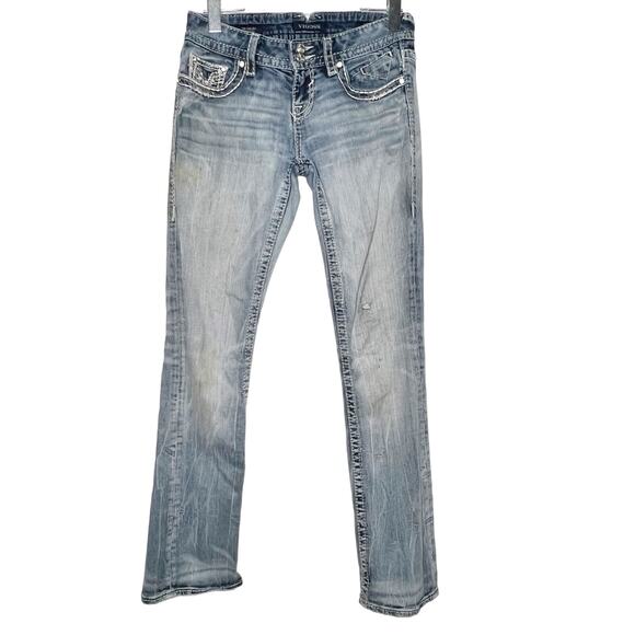 VIGOSS Stella V Stitch Boot Cut Jeans Mid-Rise  Embellished Medium Wash Size 3/4 - Picture 11 of 11